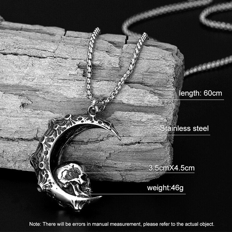 Collier pendentif crâne de lune