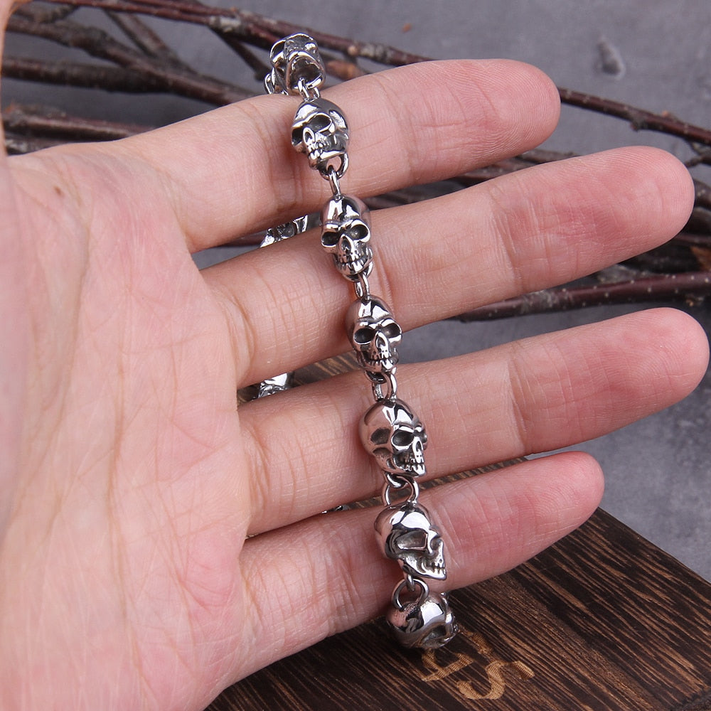 Pulsera de cadena con calavera punk