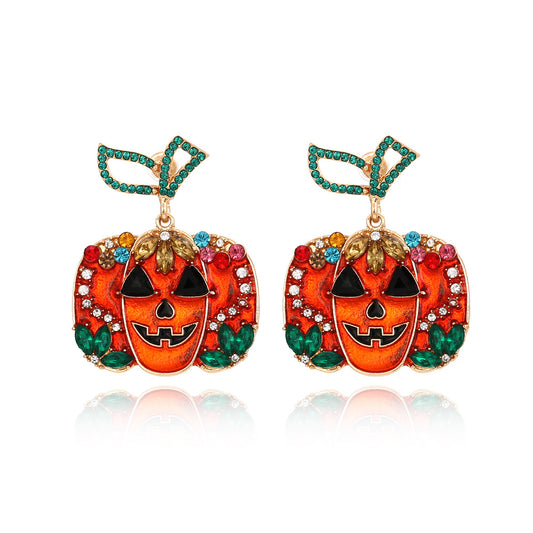 Diamond Skeleton Pumpkin Earrings