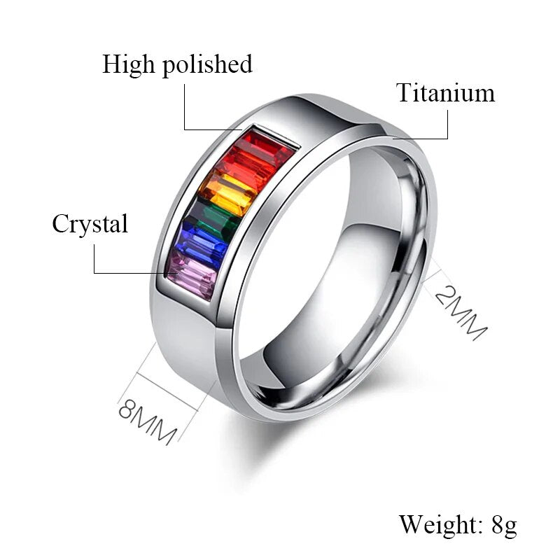 LGBP Rainbow crystal ring