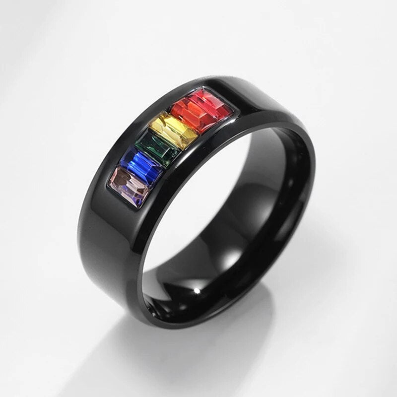 LGBP Rainbow crystal ring