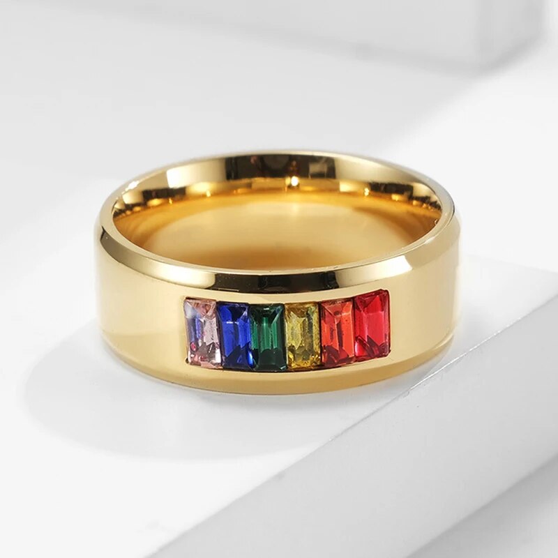 LGBP Rainbow crystal ring