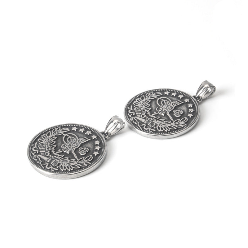 Printed coin round card Necklace