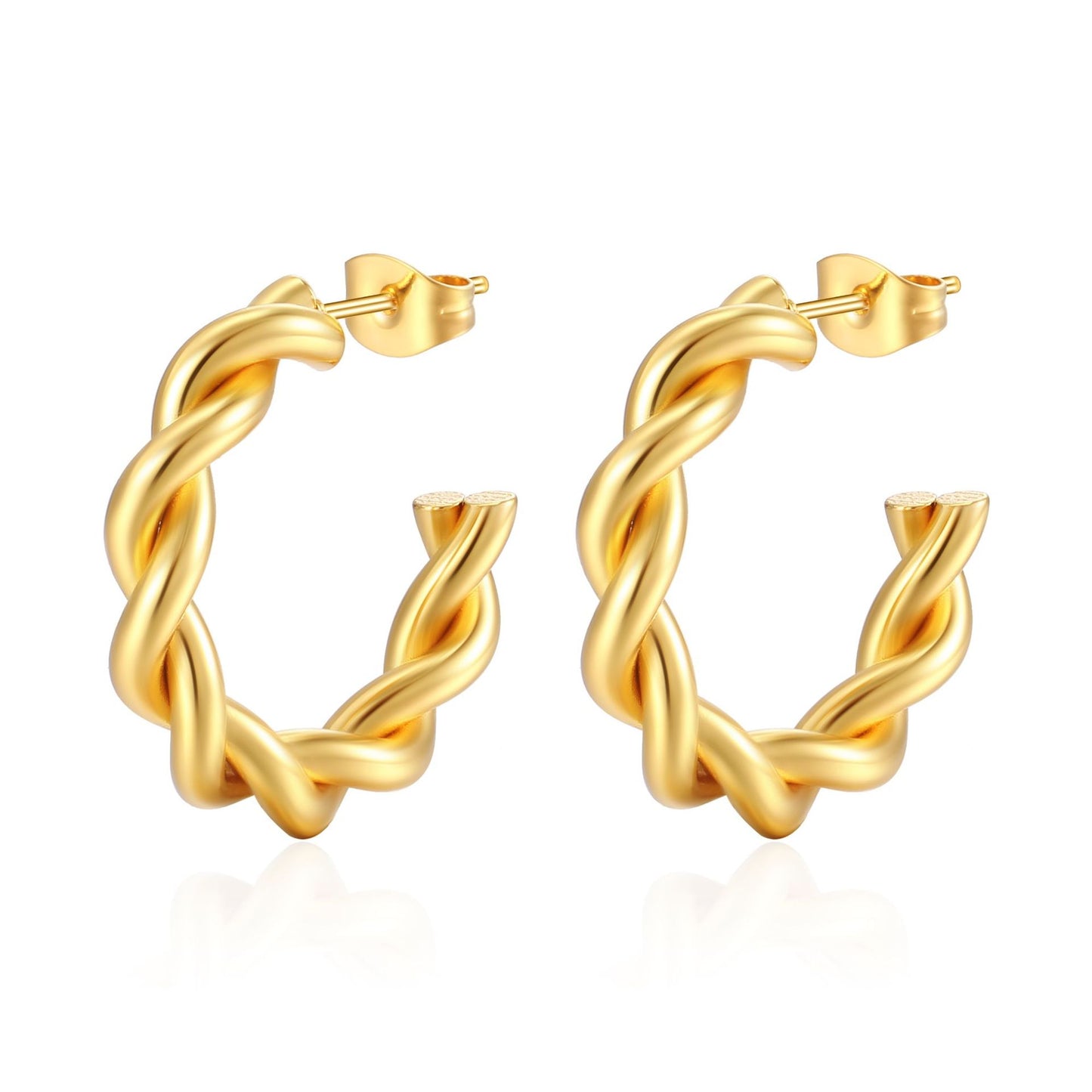 Twist Golden C -shaped Earring