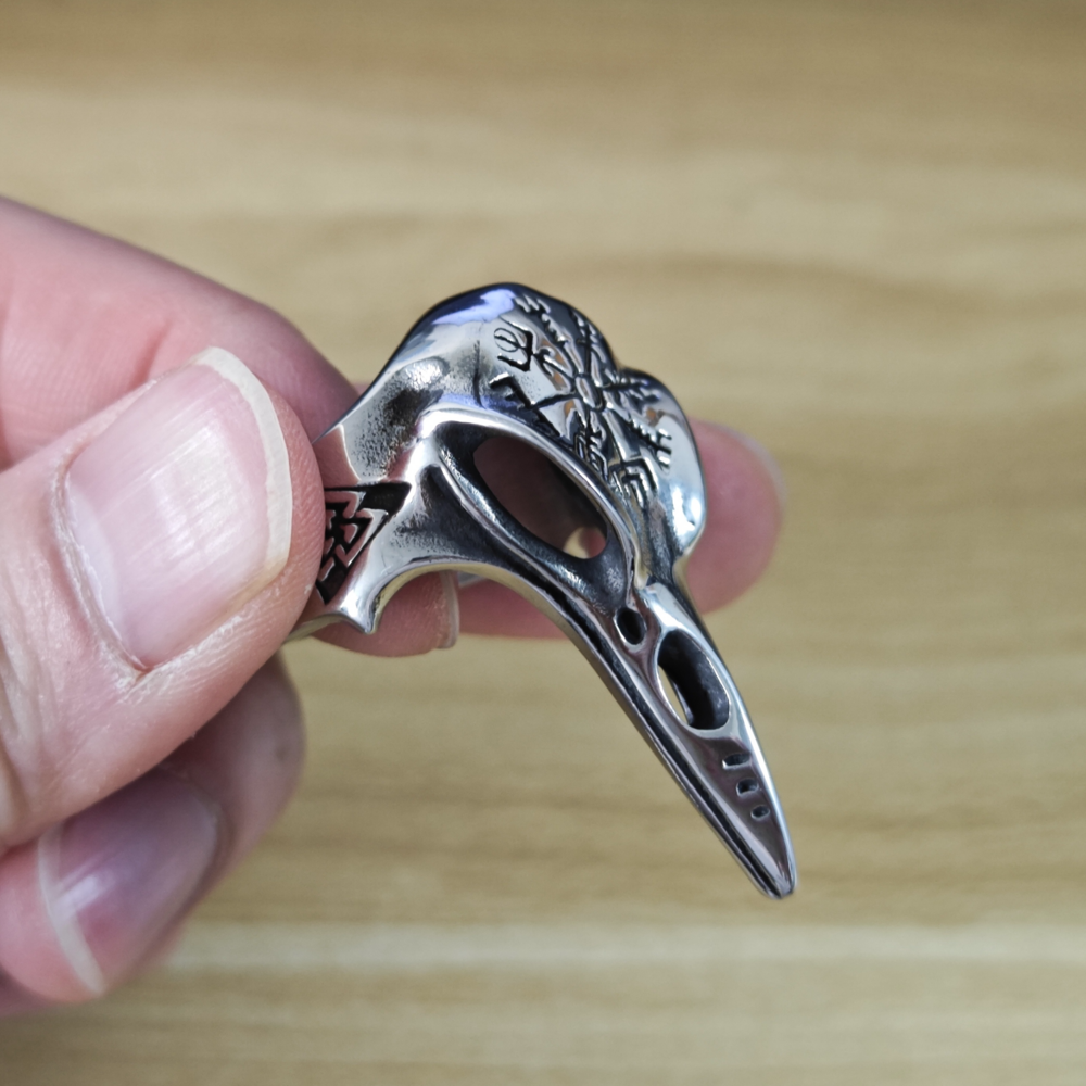 Ravens Skull Compass Ring