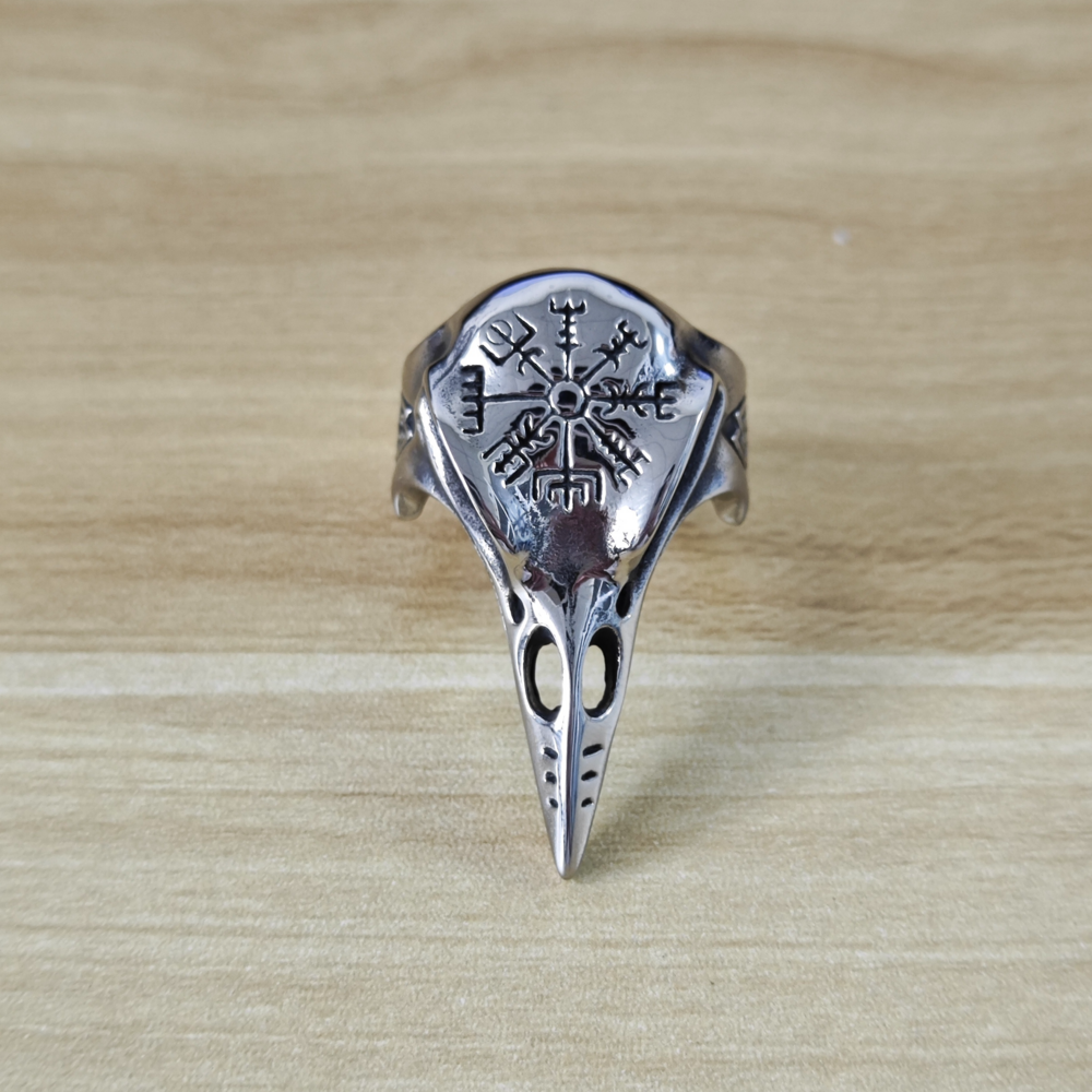 Ravens Skull Compass Ring