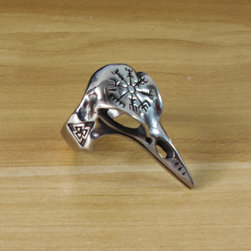 Ravens Skull Compass Ring
