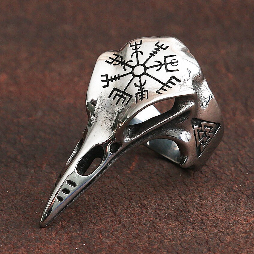 Ravens Skull Compass Ring
