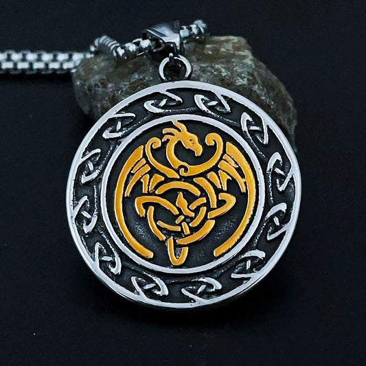 Double Sided Gold Dragon Necklace