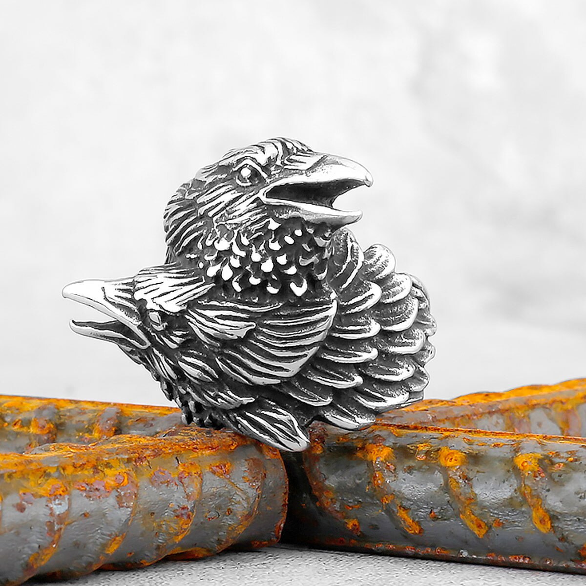 Two Entwined Ravens Ring