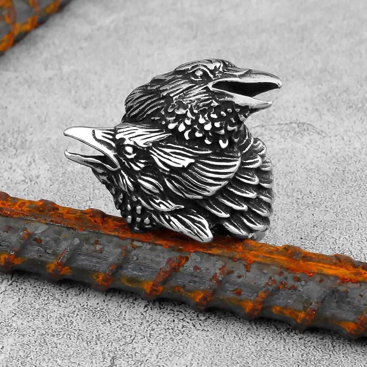 Two Entwined Ravens Ring