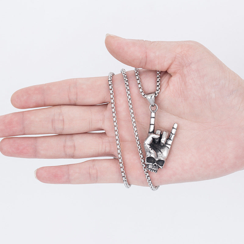 Skull Gesture Necklace