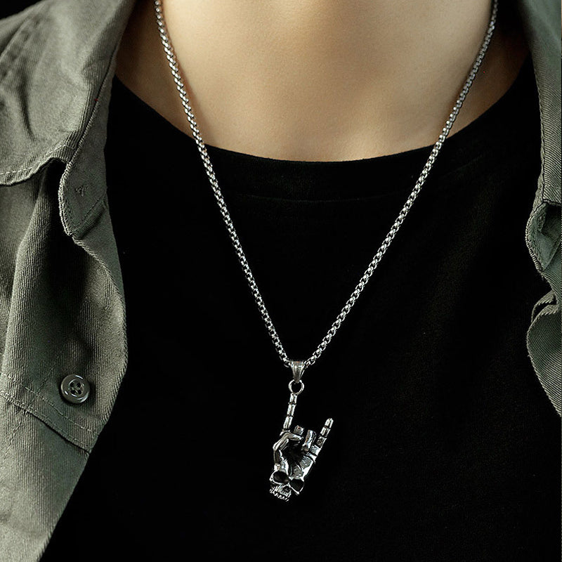 Skull Gesture Necklace