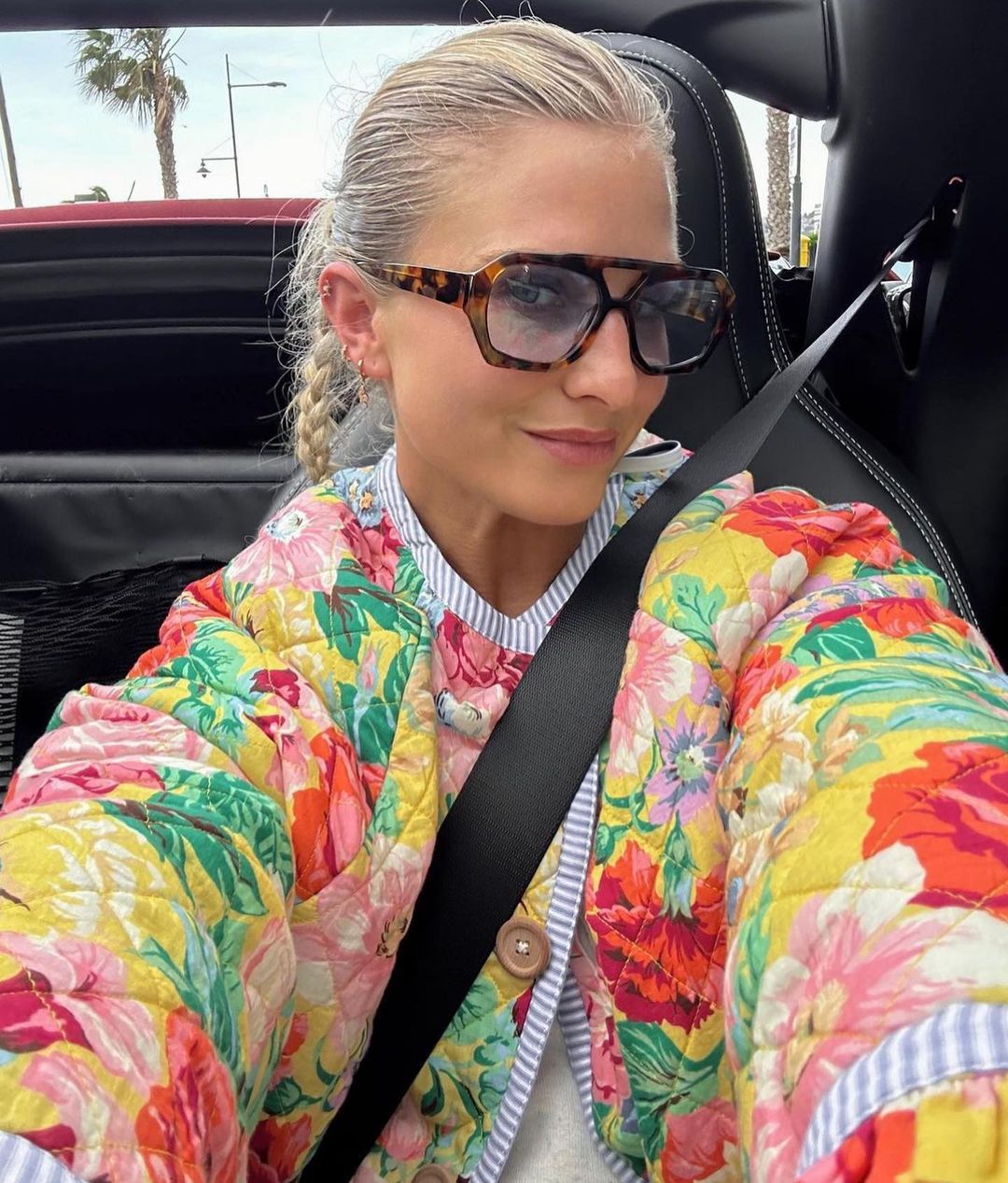 Padded Coat with Trumpet Lace Sleeves