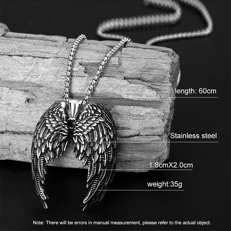 Colar Asas de Anjo Guerreiro de Ferro