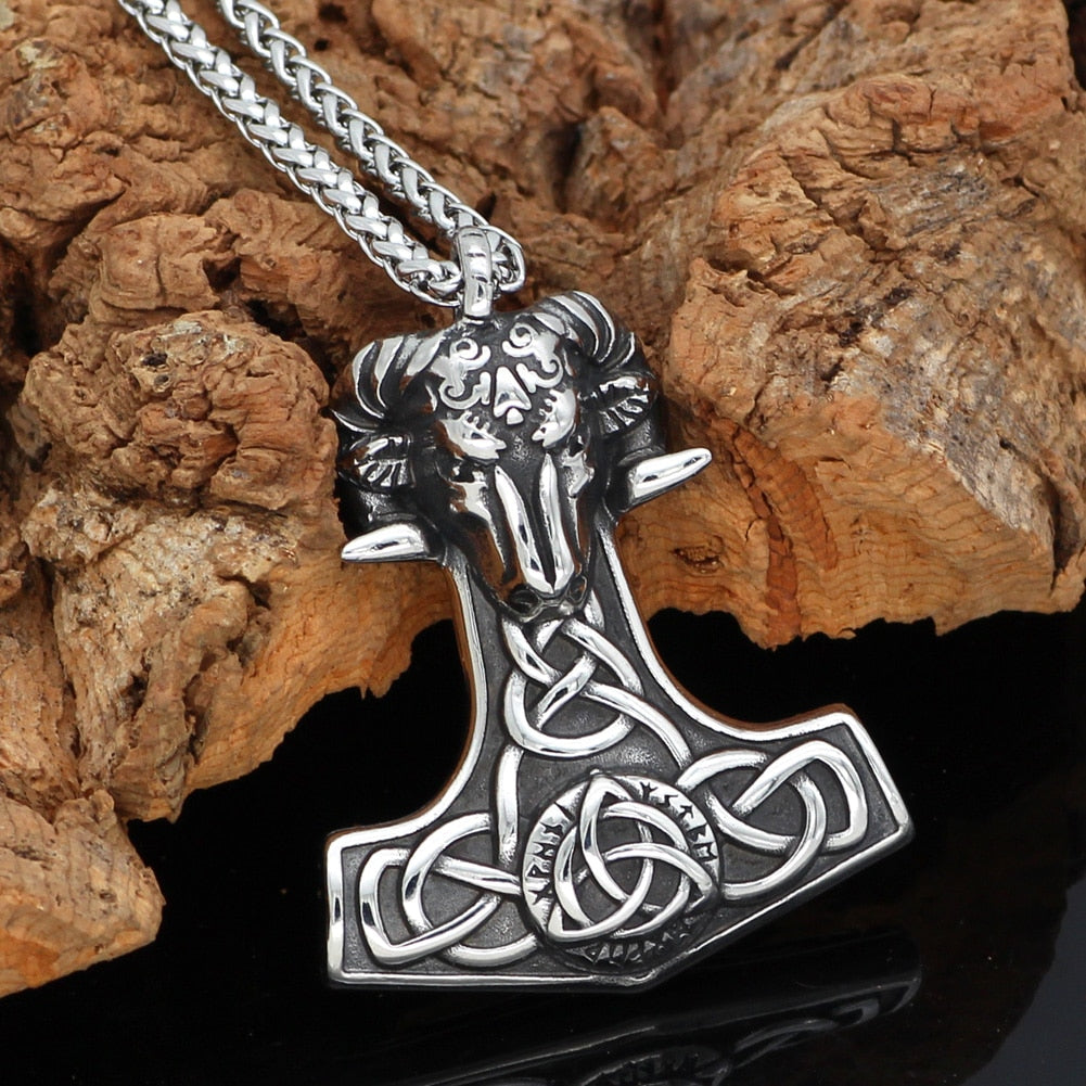 Thor Hammer Goat Necklace