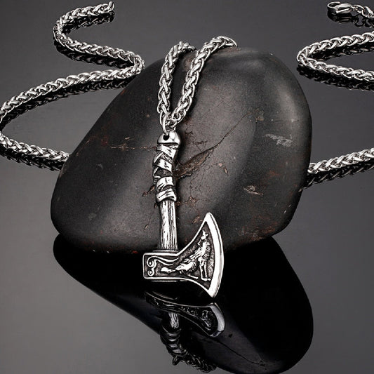 Collier en acier inoxydable Axes Wolf