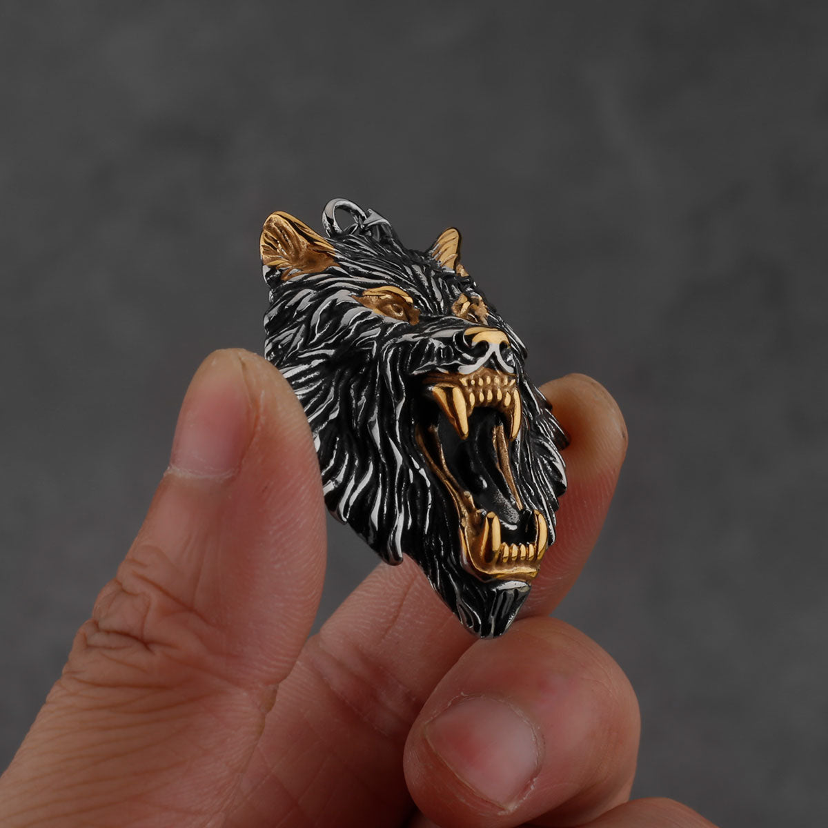 Mixed Gold Wolf Head  Necklace