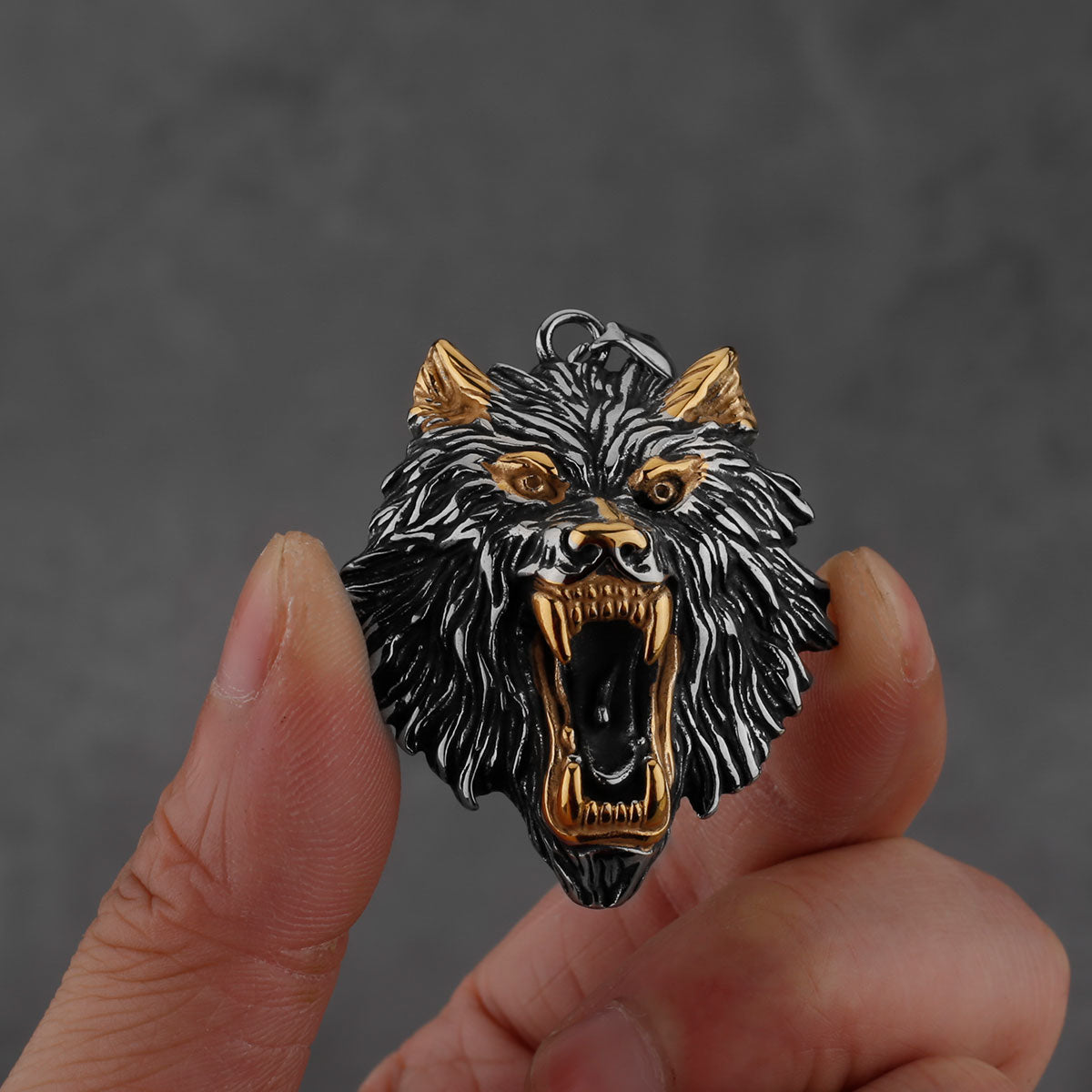 Mixed Gold Wolf Head  Necklace