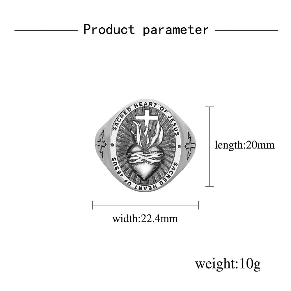 Sacred Heart of Jesus Cross Ring