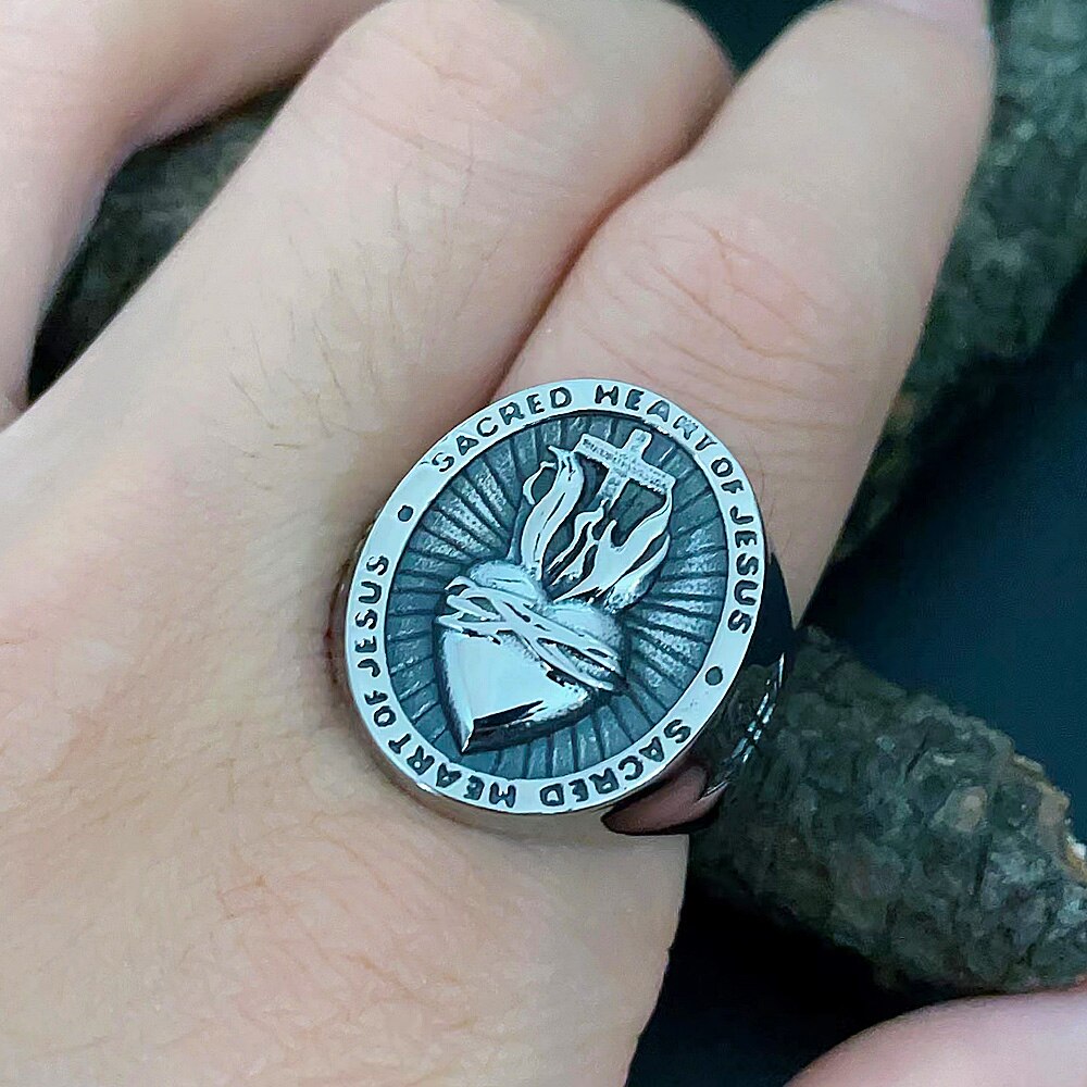 Sacred Heart of Jesus Cross Ring
