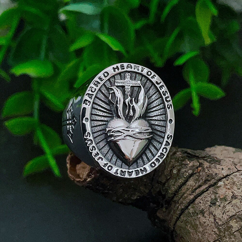 Sacred Heart of Jesus Cross Ring